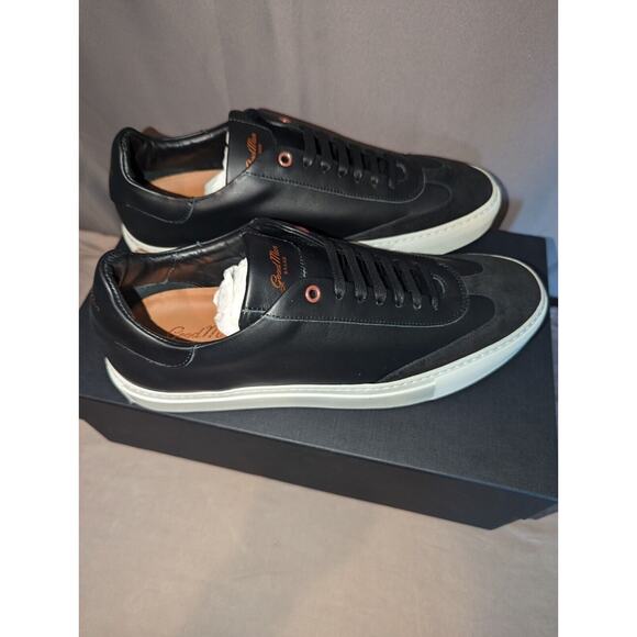 Good Man Brand shoes size 10 black Legend Court Napa Italy Leather Suede Sneaker - Picture 6 of 16